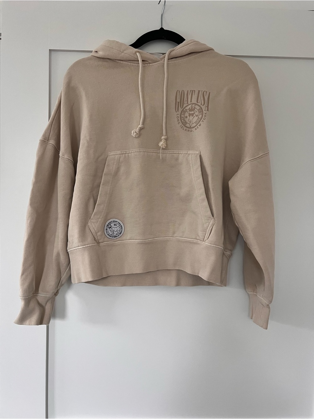 Goat USA Cream Cropped Hoodie Sweatshirt